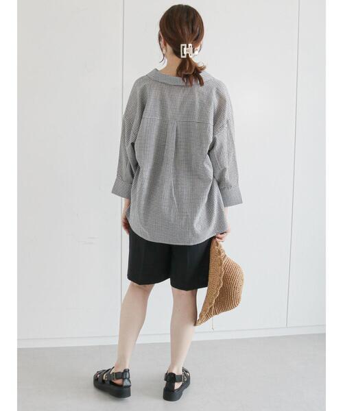 ehka sopo（エヘカソポ）の「チェックビッグシャツ（シャツ/ブラウス・レディース・ブラック/ピンク/イエロー/ミント・ﾌﾘ-）」の13枚目の写真