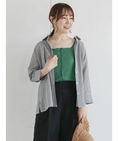 ehka sopo（エヘカソポ）の「チェックビッグシャツ（シャツ/ブラウス・レディース・ブラック/ピンク/イエロー/ミント・ﾌﾘ-）」の14枚目の写真