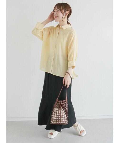 ehka sopo（エヘカソポ）の「チェックビッグシャツ（シャツ/ブラウス・レディース・ブラック/ピンク/イエロー/ミント・ﾌﾘ-）」の15枚目の写真