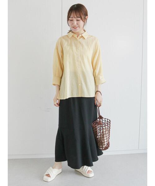 ehka sopo（エヘカソポ）の「チェックビッグシャツ（シャツ/ブラウス・レディース・ブラック/ピンク/イエロー/ミント・ﾌﾘ-）」の16枚目の写真