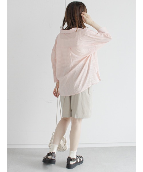 ehka sopo（エヘカソポ）の「チェックビッグシャツ（シャツ/ブラウス・レディース・ブラック/ピンク/イエロー/ミント・ﾌﾘ-）」の7枚目の写真