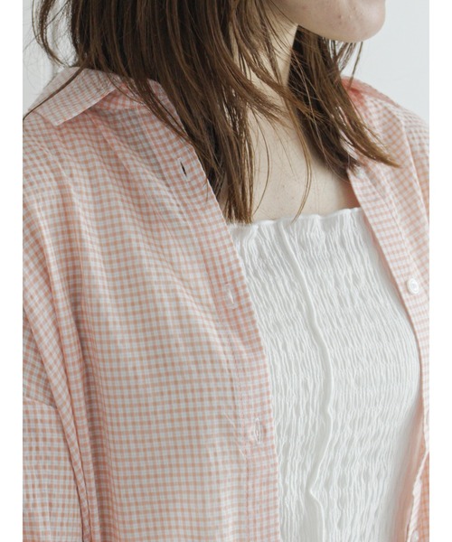 ehka sopo（エヘカソポ）の「チェックビッグシャツ（シャツ/ブラウス・レディース・ブラック/ピンク/イエロー/ミント・ﾌﾘ-）」の9枚目の写真