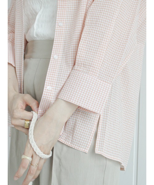 ehka sopo（エヘカソポ）の「チェックビッグシャツ（シャツ/ブラウス・レディース・ブラック/ピンク/イエロー/ミント・ﾌﾘ-）」の10枚目の写真