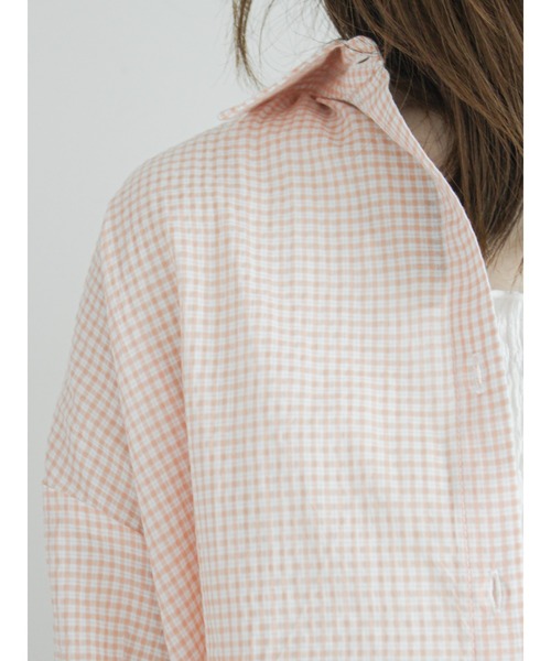 ehka sopo（エヘカソポ）の「チェックビッグシャツ（シャツ/ブラウス・レディース・ブラック/ピンク/イエロー/ミント・ﾌﾘ-）」の11枚目の写真