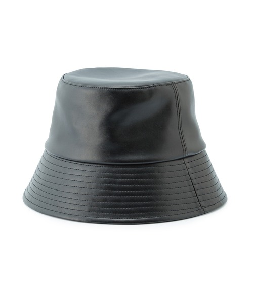 VIS（ビス）の「リボン付きフェイクレザーバケットハット（ハット