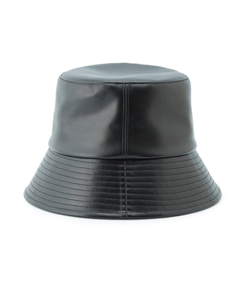 VIS（ビス）の「リボン付きフェイクレザーバケットハット（ハット