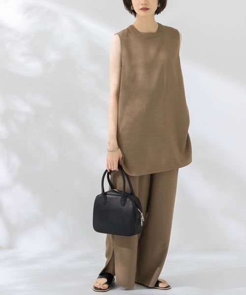 KBF（ケイビーエフ）の「『WEB/一部店舗限定』スリットセットアップ（サロペット/オーバーオール・レディース・ブラウン/ライトベージュ/ブラック・ONE）」の3枚目の写真