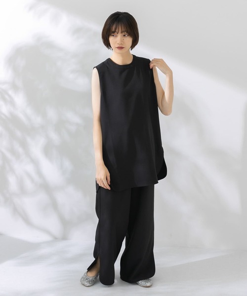 KBF（ケイビーエフ）の「『WEB/一部店舗限定』スリットセットアップ（サロペット/オーバーオール・レディース・ブラウン/ライトベージュ/ブラック・ONE）」の12枚目の写真