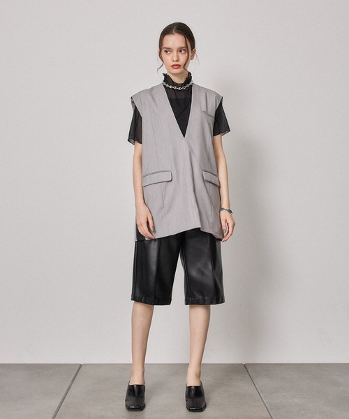 リーズン⭐︎PUBLIC TOKYO エコレザーハーフパンツ/ウォッシャブル PUBLIC TOKYO（パブリックトウキョウ）の「エコレザーハーフパンツ