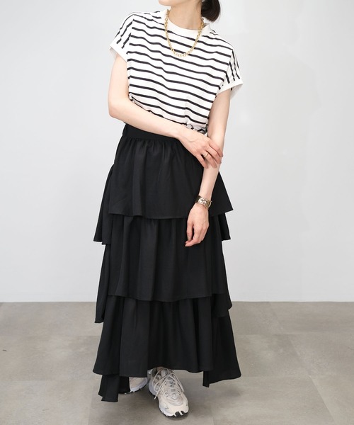 ＡＮＤＪ（アンドジェイ）の「【2022/AW】トロピカルステップティアードスカート（スカート・レディース・ブラック/ピンク/イエロー/モカ/ベージュ系その他・M）」の13枚目の写真