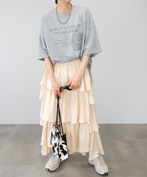 ＡＮＤＪ（アンドジェイ）の「【2022/AW】トロピカルステップティアードスカート（スカート・レディース・ブラック/ピンク/イエロー/モカ/ベージュ系その他・M）」の21枚目の写真