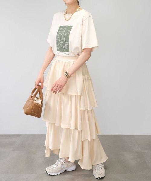 ＡＮＤＪ（アンドジェイ）の「【2022/AW】トロピカルステップティアードスカート（スカート・レディース・ブラック/ピンク/イエロー/モカ/ベージュ系その他・M）」の12枚目の写真