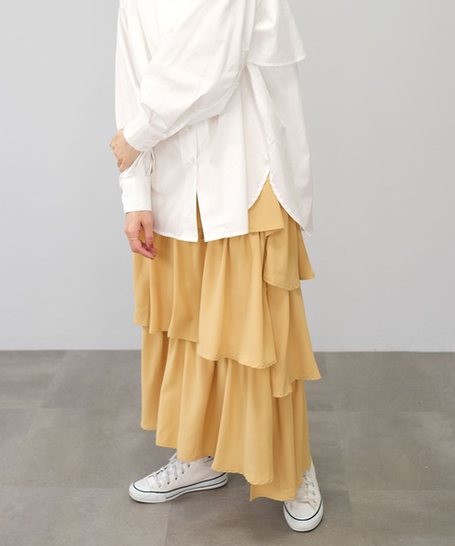 ＡＮＤＪ（アンドジェイ）の「【2022/AW】トロピカルステップティアードスカート（スカート・レディース・ブラック/ピンク/イエロー/モカ/ベージュ系その他・M）」の22枚目の写真