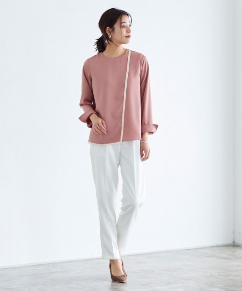 Pierrot(ピエロ)の「ラインデザインラップブラウス(Tシャツ/カットソー・レディース・ピンク系その他/ネイビー系/ブラウン・M/L)」の18枚目の写真