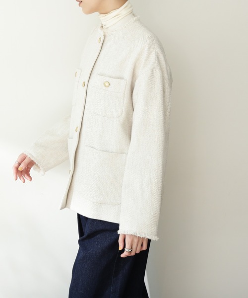 N.（N. Natural Beauty Basic）（エヌエヌナチュラルビューティーベーシック）の「【松井愛莉さん着用】◆ツイードジャケット（その他アウター・レディース・オフホワイト/スミクロ・MEDIUM）」の5枚目の写真