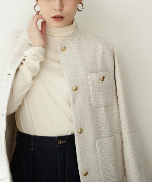 N.（N. Natural Beauty Basic）（エヌエヌナチュラルビューティーベーシック）の「【松井愛莉さん着用】◆ツイードジャケット（その他アウター・レディース・オフホワイト/スミクロ・MEDIUM）」の8枚目の写真