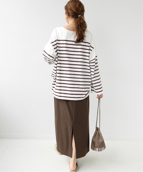 JOURNAL STANDARD relume(ジャーナルスタンダード レリューム)の「《追加3》パネルボーダーボートネックTEE(Tシャツ/カットソー・レディース・ブラウン/グリーン/ネイビー/レッド/ピンク・FREE)」の8枚目の写真