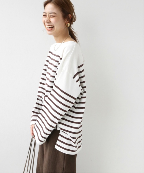 JOURNAL STANDARD relume(ジャーナルスタンダード レリューム)の「《追加3》パネルボーダーボートネックTEE(Tシャツ/カットソー・レディース・ブラウン/グリーン/ネイビー/レッド/ピンク・FREE)」の10枚目の写真