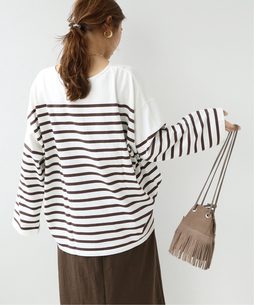 JOURNAL STANDARD relume(ジャーナルスタンダード レリューム)の「《追加3》パネルボーダーボートネックTEE(Tシャツ/カットソー・レディース・ブラウン/グリーン/ネイビー/レッド/ピンク・FREE)」の11枚目の写真