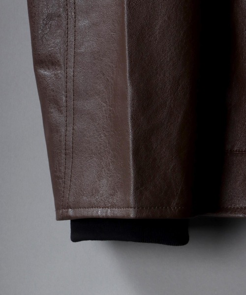 SITRY(シトリー)の「synthetic leather Big jacket/フェイクレザー ビッグジャケット(ブルゾン・メンズ・ブラック/ブラウン・M/L)」の9枚目の写真