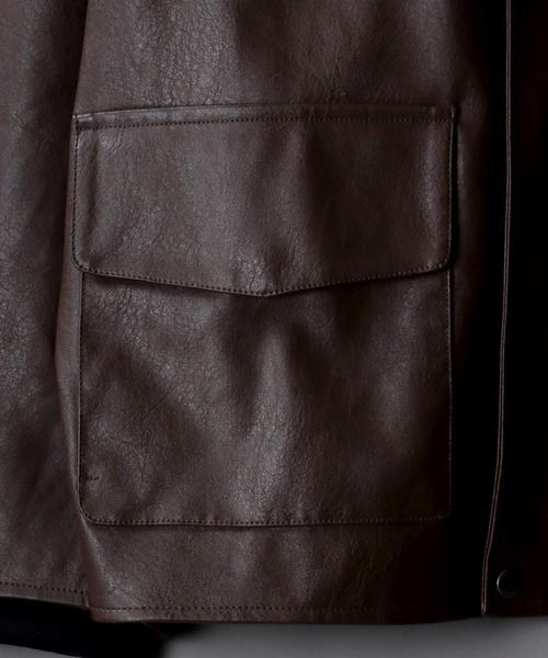 SITRY(シトリー)の「synthetic leather Big jacket/フェイクレザー ビッグジャケット(ブルゾン・メンズ・ブラック/ブラウン・M/L)」の8枚目の写真
