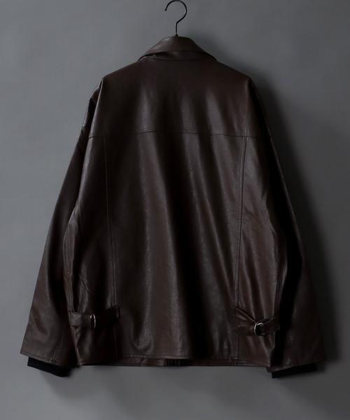 SITRY(シトリー)の「synthetic leather Big jacket/フェイクレザー ビッグジャケット(ブルゾン・メンズ・ブラック/ブラウン・M/L)」の6枚目の写真