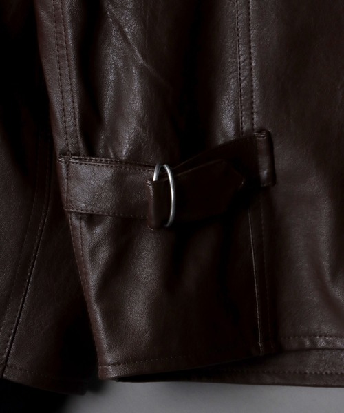 SITRY(シトリー)の「synthetic leather Big jacket/フェイクレザー ビッグジャケット(ブルゾン・メンズ・ブラック/ブラウン・M/L)」の5枚目の写真