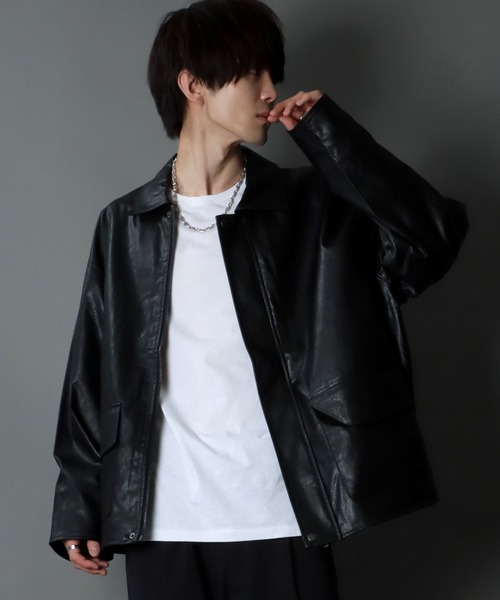 SITRY(シトリー)の「synthetic leather Big jacket/フェイクレザー ビッグジャケット(ブルゾン・メンズ・ブラック/ブラウン・M/L)」の10枚目の写真