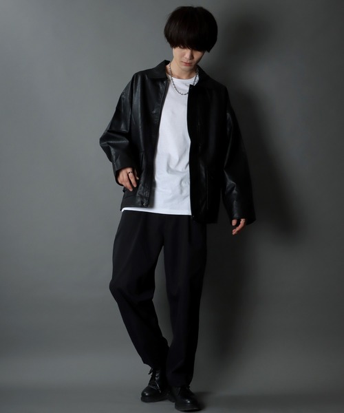 SITRY(シトリー)の「synthetic leather Big jacket/フェイクレザー ビッグジャケット(ブルゾン・メンズ・ブラック/ブラウン・M/L)」の18枚目の写真