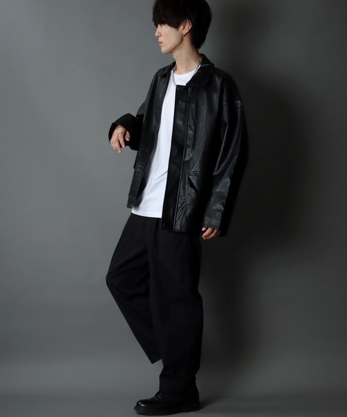 SITRY(シトリー)の「synthetic leather Big jacket/フェイクレザー ビッグジャケット(ブルゾン・メンズ・ブラック/ブラウン・M/L)」の19枚目の写真