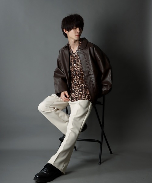 SITRY(シトリー)の「synthetic leather Big jacket/フェイクレザー ビッグジャケット(ブルゾン・メンズ・ブラック/ブラウン・M/L)」の21枚目の写真