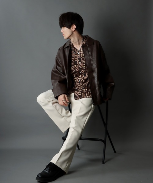 SITRY(シトリー)の「synthetic leather Big jacket/フェイクレザー ビッグジャケット(ブルゾン・メンズ・ブラック/ブラウン・M/L)」の22枚目の写真