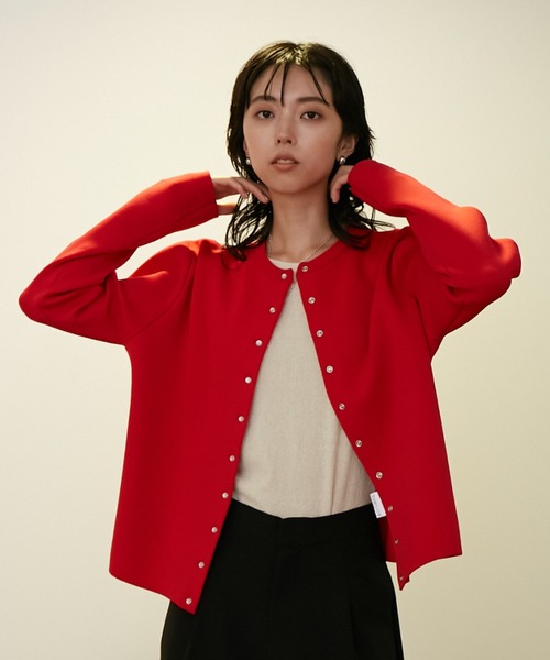 VACANCY（ヴァカンシー）の「スナップボタンニットカーディガン（カーディガン/ボレロ・レディース・ブラック/ダークブルー/オレンジ・FREE）」の7枚目の写真