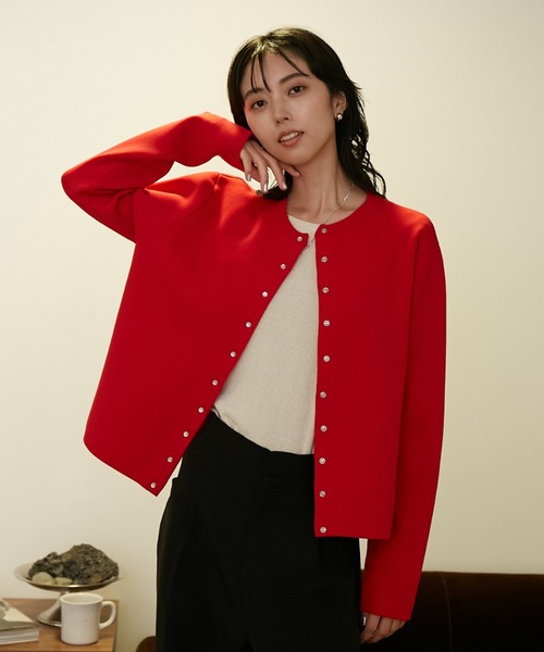 VACANCY（ヴァカンシー）の「スナップボタンニットカーディガン（カーディガン/ボレロ・レディース・ブラック/ダークブルー/オレンジ・FREE）」の19枚目の写真