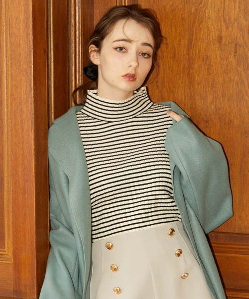 archives(アルシーヴ)の「モチモチリブニット(ニット/セーター・レディース・ブラック/オフホワイト/オレンジ/ブルー/ホワイト×ブラック/グレイッシュベージュ/グリーン・MEDIUM)」の1枚目の写真