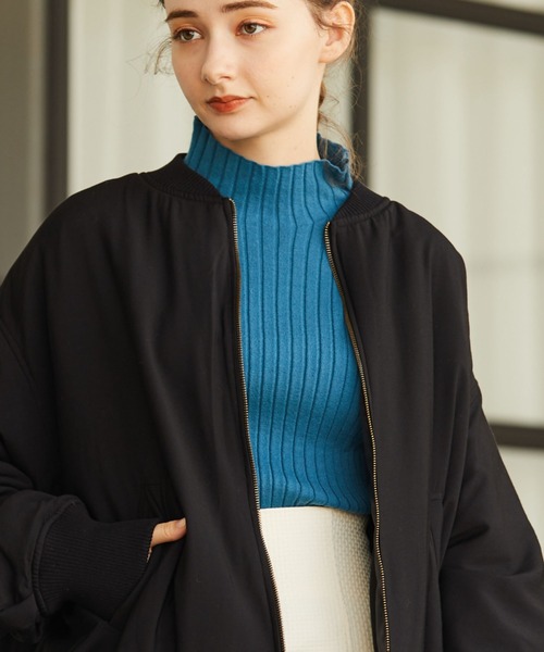 archives(アルシーヴ)の「モチモチリブニット(ニット/セーター・レディース・ブラック/オフホワイト/オレンジ/ブルー/ホワイト×ブラック/グレイッシュベージュ/グリーン・MEDIUM)」の6枚目の写真