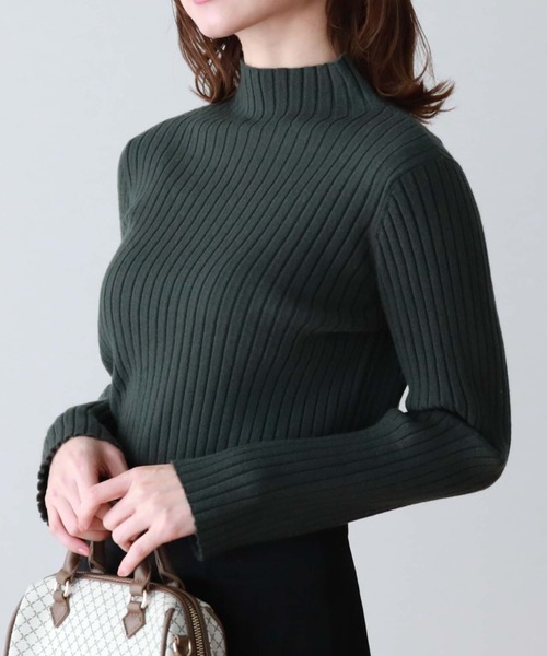 archives(アルシーヴ)の「モチモチリブニット(ニット/セーター・レディース・ブラック/オフホワイト/オレンジ/ブルー/ホワイト×ブラック/グレイッシュベージュ/グリーン・MEDIUM)」の5枚目の写真