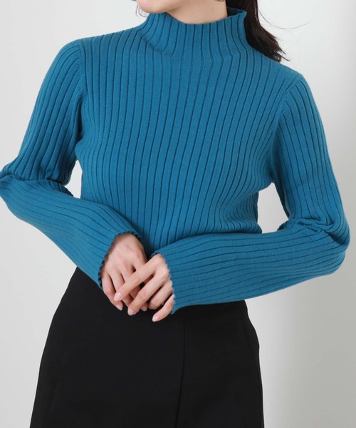 archives(アルシーヴ)の「モチモチリブニット(ニット/セーター・レディース・ブラック/オフホワイト/オレンジ/ブルー/ホワイト×ブラック/グレイッシュベージュ/グリーン・MEDIUM)」の14枚目の写真