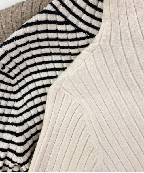 archives(アルシーヴ)の「モチモチリブニット(ニット/セーター・レディース・ブラック/オフホワイト/オレンジ/ブルー/ホワイト×ブラック/グレイッシュベージュ/グリーン・MEDIUM)」の22枚目の写真
