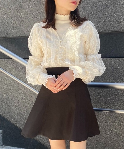 one after another NICE CLAUP(ワンアフターアナザーナイスクラップ)の「【スタッフ考案】レースブラウスハイネックインナーセット(シャツ/ブラウス・レディース・ベージュ/オフホワイト/ピンクベージュ・FREE)」の15枚目の写真