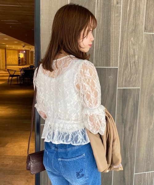 one after another NICE CLAUP(ワンアフターアナザーナイスクラップ)の「【スタッフ考案】レースブラウスハイネックインナーセット(シャツ/ブラウス・レディース・ベージュ/オフホワイト/ピンクベージュ・FREE)」の10枚目の写真