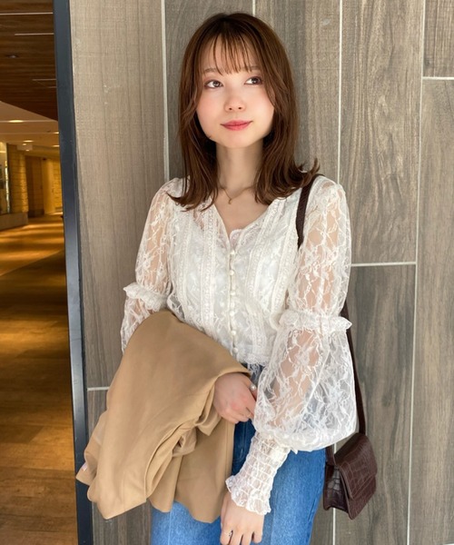 one after another NICE CLAUP(ワンアフターアナザーナイスクラップ)の「【スタッフ考案】レースブラウスハイネックインナーセット(シャツ/ブラウス・レディース・ベージュ/オフホワイト/ピンクベージュ・FREE)」の9枚目の写真