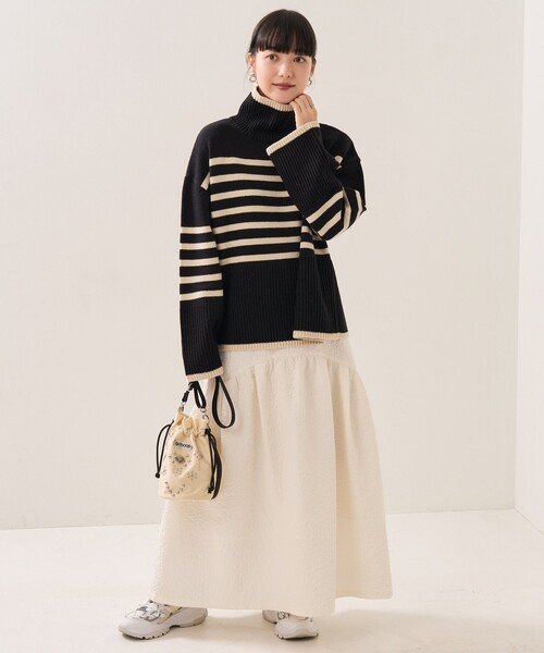 FREAK'S STORE(フリークスストア)の「フクレジャガードラウンドティアードスカート(スカート・レディース・ブラック/オフホワイト・S/M)」の10枚目の写真