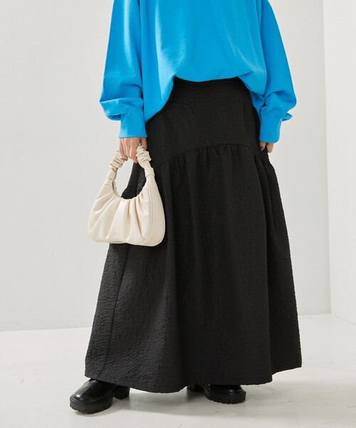 FREAK'S STORE(フリークスストア)の「フクレジャガードラウンドティアードスカート(スカート・レディース・ブラック/オフホワイト・S/M)」の18枚目の写真