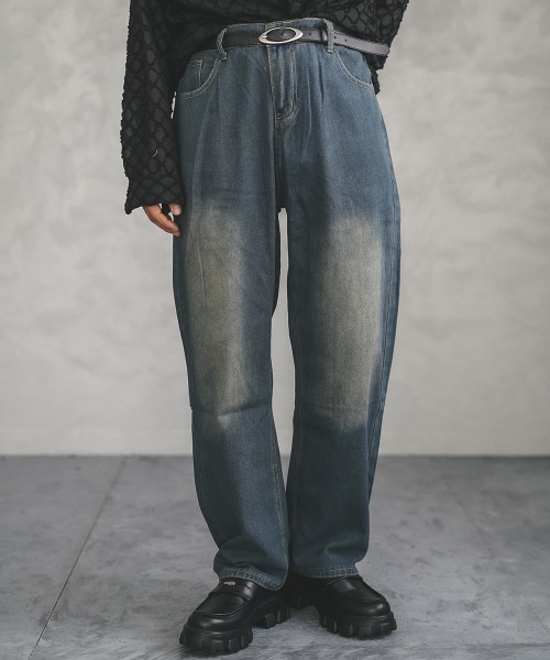 Shoowtime(ショウタイム)の「vintage make wide denim pants / ヴィンテージメイクワイドデニムパンツ(デニムパンツ・メンズ・ブラック/ブラック系/ブルー/ライトブルー/ブラック系1/ブルー系3/ネイビー系1/ブルー系2/ネイビー系2/ブルー系1・X-LARGE/XX-LARGE/LARGE/MEDIUM/SMALL)」の7枚目の写真