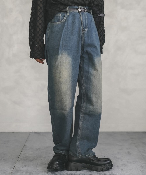 Shoowtime(ショウタイム)の「vintage make wide denim pants / ヴィンテージメイクワイドデニムパンツ(デニムパンツ・メンズ・ブラック/ブラック系/ブルー/ライトブルー/ブラック系1/ブルー系3/ネイビー系1/ブルー系2/ネイビー系2/ブルー系1・X-LARGE/XX-LARGE/LARGE/MEDIUM/SMALL)」の12枚目の写真