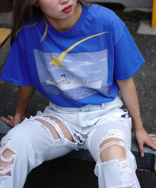 September(セプテンバー)の「September/セプテンバー/VIBES TEE(Tシャツ/カットソー・レディース・ホワイト/ブラック/ブルー・S/M)」の3枚目の写真