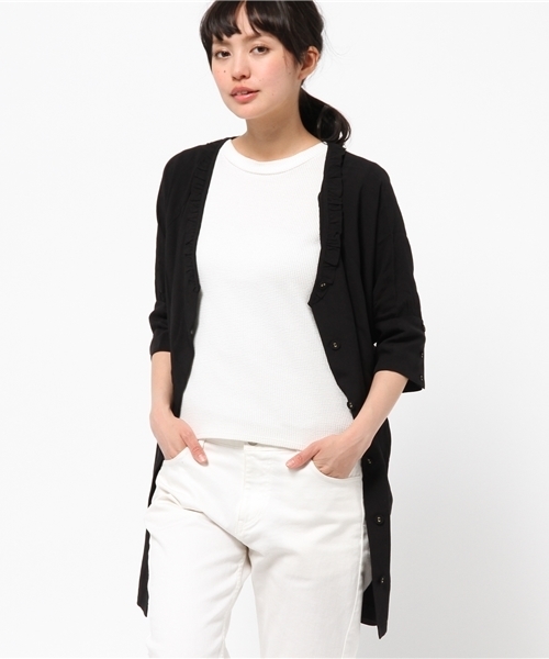 mystic（ミスティック）の「Vフリルガウン（シャツ/ブラウス・レディース・マスタード/ベージュ/オフホワイト/ブラック/カーキ・ﾌﾘ-）」の9枚目の写真