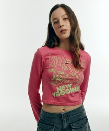 A'GEM/9 × .kom『WHYNOTUS/ワイノットアス』LONG SLEEVE VACCINE T-SHIRTS/フロントグラフィック クロップド丈 長袖Tシャツ