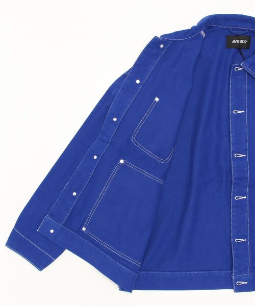 AVIREX（アヴィレックス）の「【直営店限定】COTTON TWILL COVER ALL JACKET /コットン ツイル カバーオール ジャケット / AVIREX / アヴィレックス（カバーオール・レディース・ブラック/グリーン/ホワイト系2/ブルー・M/L）」の6枚目の写真